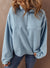 Myosotis Collared Zipper Drop Shoulder Fleece Sweatshirt