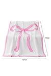 Pink 127*152cm Bow Printed Cozy Soft Throw Blanket