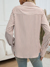 Devine Pocketed Striped Collared Neck Long Sleeve Shirt - Cocoa Yacht Club