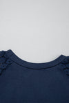 Dark Brown Contrast Lace Raglan Sleeve Pleated Detail Shift Dress