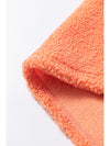 Orange Colorblock Zipper Stand Neck Sherpa Sweatshirt