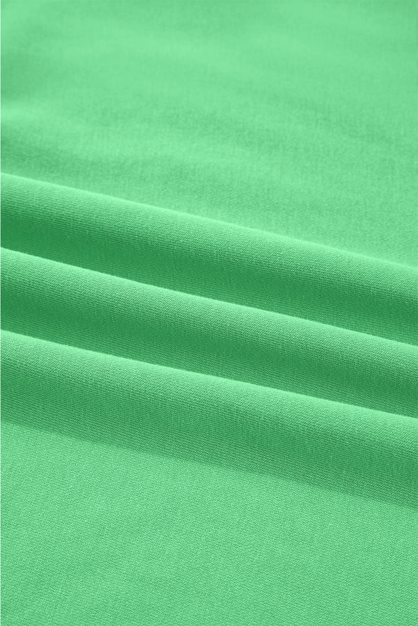 Bright Green Drop Shoulder Crop Pullover Drawstring Wide Leg Pants Set