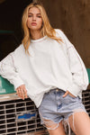 Sweatshirts & Hoodies White Contrast Rainbow Trim Drop Shoulder Pullover Sweatshirt.