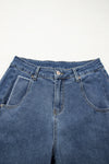 Ashleigh Blue Stitched Raw Hem Wide Leg Loose Jeans