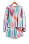 Multicolor Tie Dye Top & Drawstring Shorts Loungewear Set