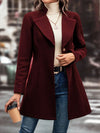 Collared Neck Button Up Long Sleeve Coat