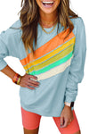 Black Rainbow Colorblock Pullover Sweatshirt