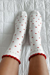 White Frill Heart Pattern Cotton Socks