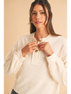 Apricot Textured Lantern Sleeve Henley Top