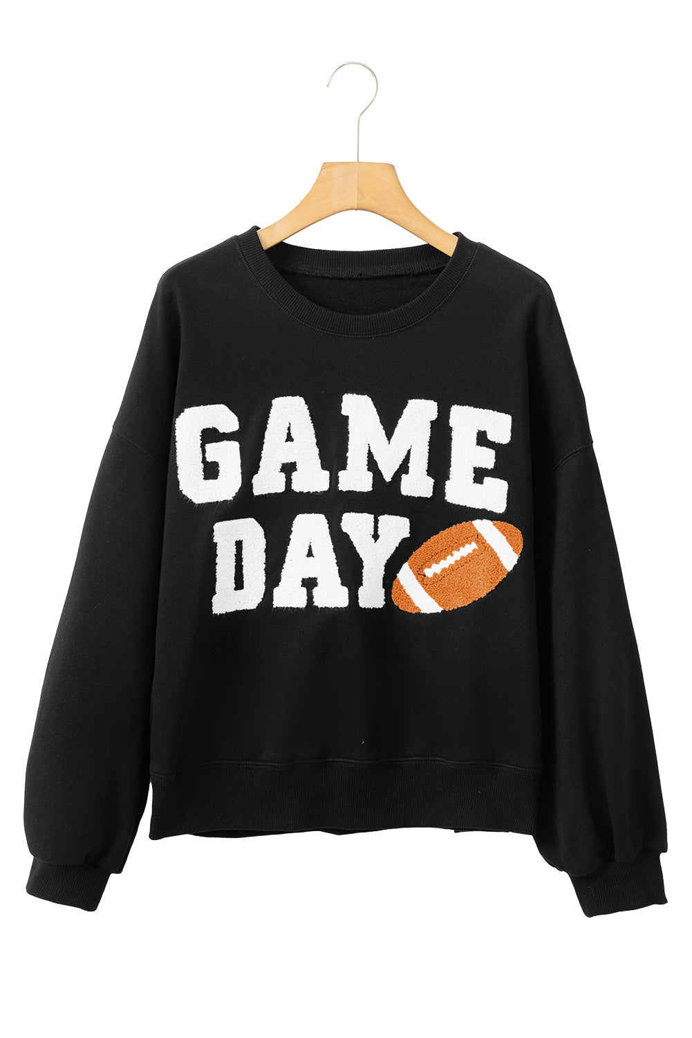 Black GAME DAY Graphic Varsity Pullover Sweatshirt