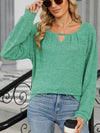 Cutout Round Neck Long Sleeve T-Shirt - Cocoa Yacht Club