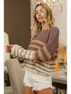 BiBi Color Block Striped Long Sleeve Sweater