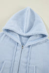 Drawstring Zip Up Long Sleeve Hoodie - Cocoa Yacht Club