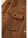 Brown Textured Flap Pocket Drop Shoulder Shacket