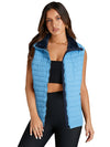 Sky Blue Plush Collared Quilted Zipped Puffer Vest