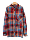 Orange Plus Size Plaid Print Buttoned Shirt