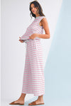 Rose Stripe CasualTee and Wide Leg Pants Set
