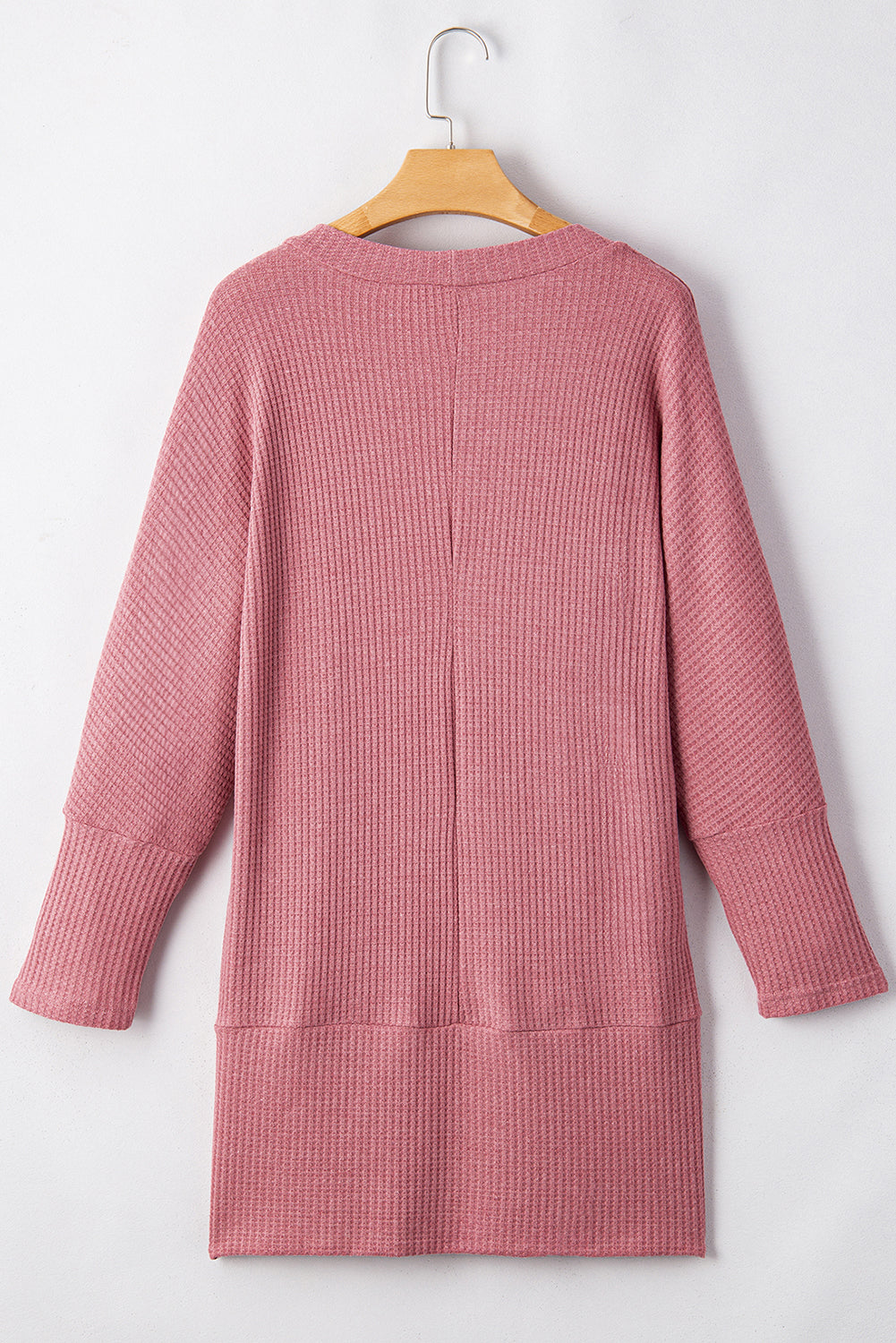 Mineral Red Solid Color Waffle Knit Cardigan