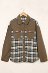 Sky Blue Plaid Patchwork Pockets Denim Jacket