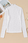 Black Lace Flower Slim Fit Long Sleeve Top