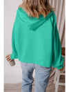 Smoke Green Half Zipper Kangaroo Pockets Drop Shoulder Hoodie