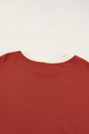 Red Clay Color Block Drop Shoulder Crewneck Oversized Sweatshirt