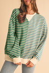 Pink Stripe Colorblock Drop Shoulder Oversize Sweatshirt