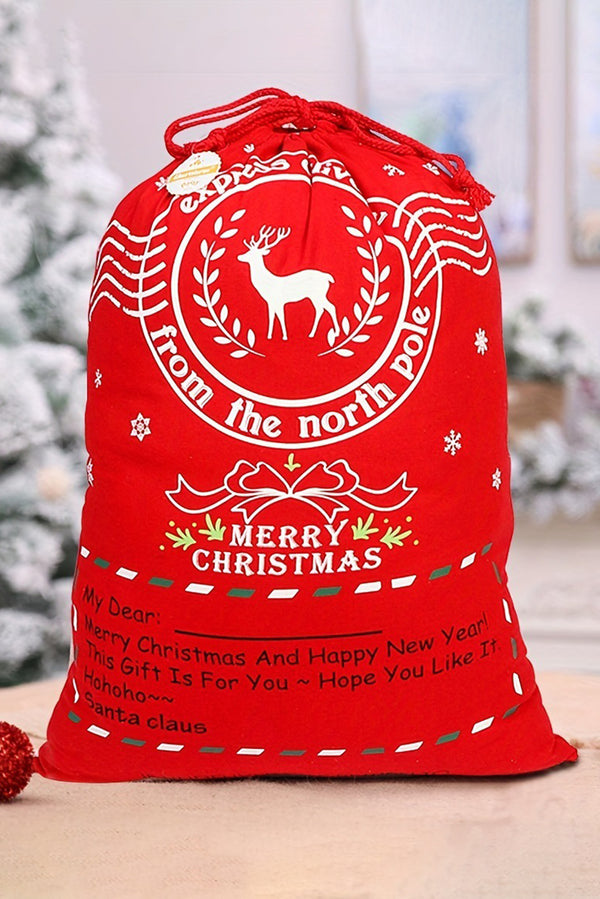Fiery Red Christmas Graphic Drawstring Gift Bag