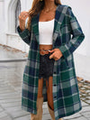 Devine Plaid Long Sleeve Hooded Coat - Cocoa Yacht Club