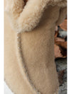 Beige Suede Stitching Patchwork Plush Lined Anklet Boots