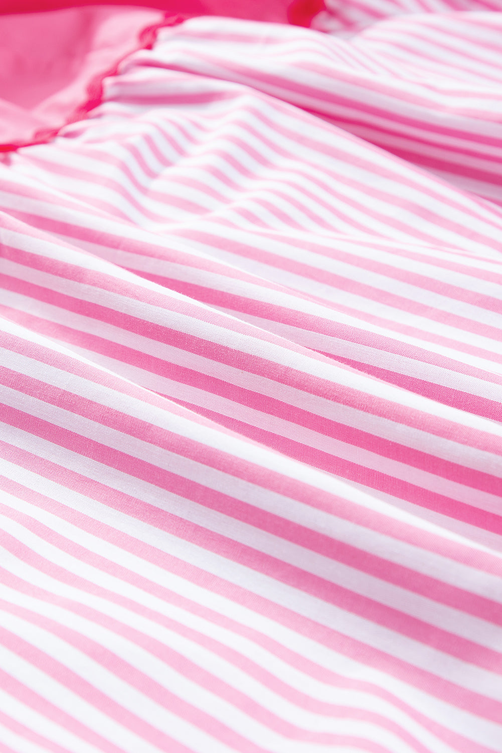 Pink Ric Rac Puff Short Sleeve Striped Flowy Plus Dress