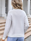 Angel Wings Bow Round Neck Dropped Shoulder Sweater - Cocoa Yacht Club