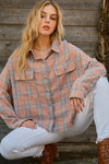 And The Why Full Size Plaid Button Up Raw Hem Shirt - Cocoa Yacht Club