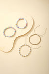Gold Pearl Colorful Clay Beaded Stackable Bracelet Set