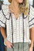 White Ruffle V-Neck Floral Print Short Sleeve Blouse