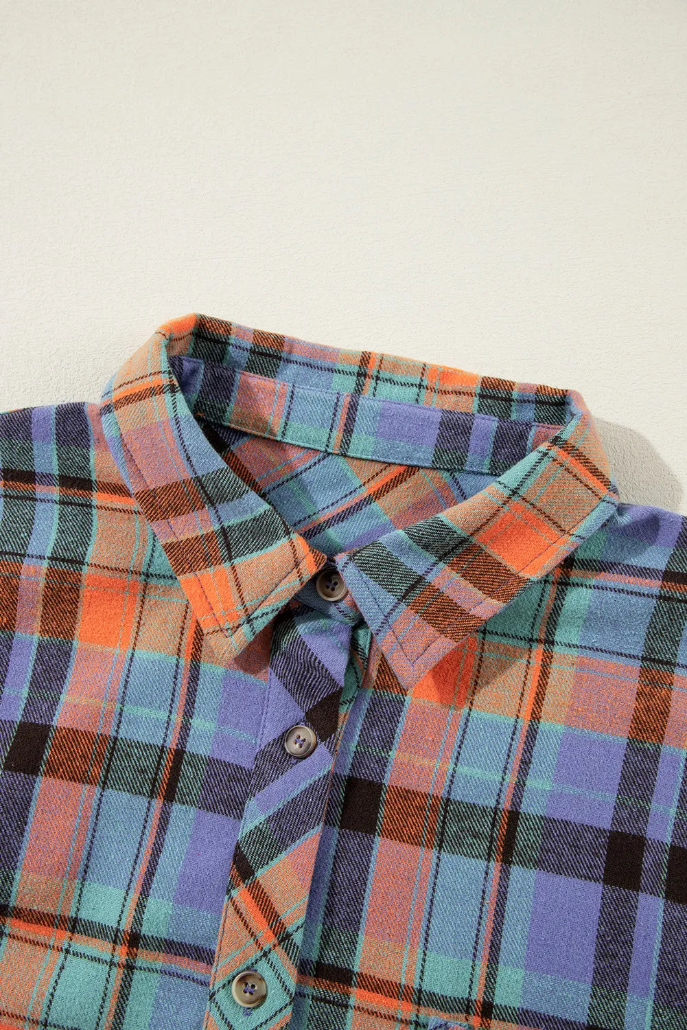 Plaid Collared Neck Long Sleeve Shirt