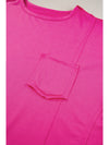 Bright Pink Patched Pocket Exposed Seam Oversized T Shirt