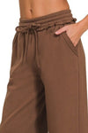 Zenana Fleece Exposed Seam Wide Leg Sweatpants