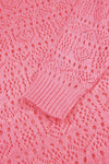 Sachet Pink Plain Hollow Out Knitted Top