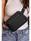 Black Minimalist Multi-zipped Crossbody Bag