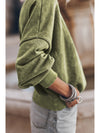 Brown Plain Drop Shoulder Crew Neck Pullover Sweatshirt