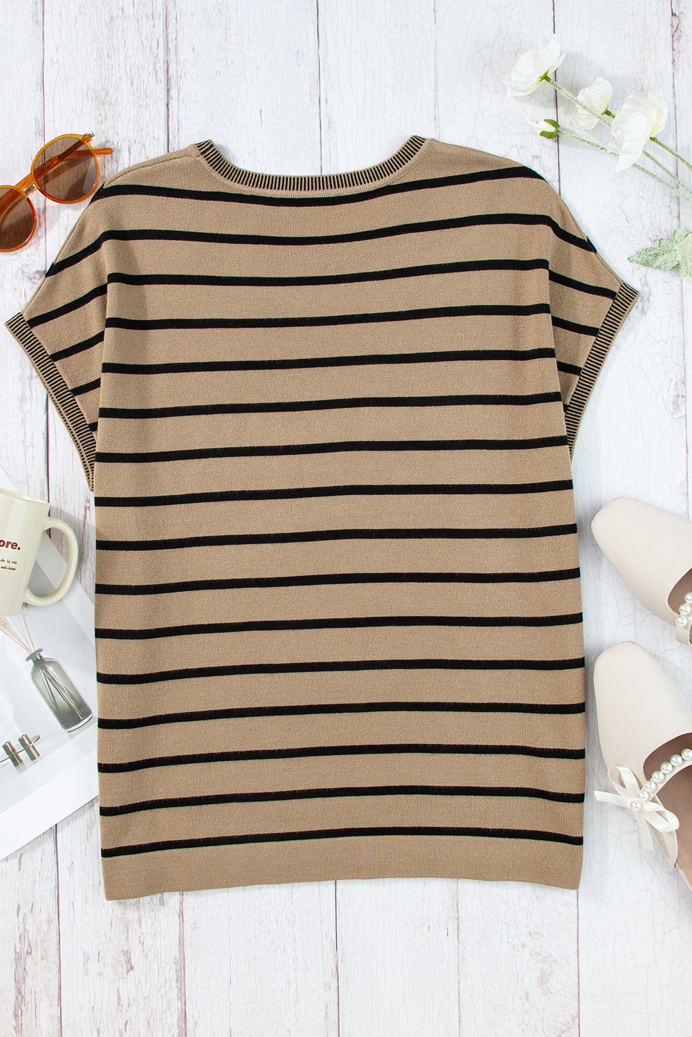 Rose Stripe Knitted Dolman T Shirt