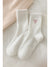 White Heart Embroidered Soft Thick Crew Socks