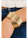 Gold Textured Crossover Metal Cuff Wide Bracelet