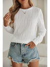 Apricot Wavy Textured Solid Color Drop Shoulder Pullover Top