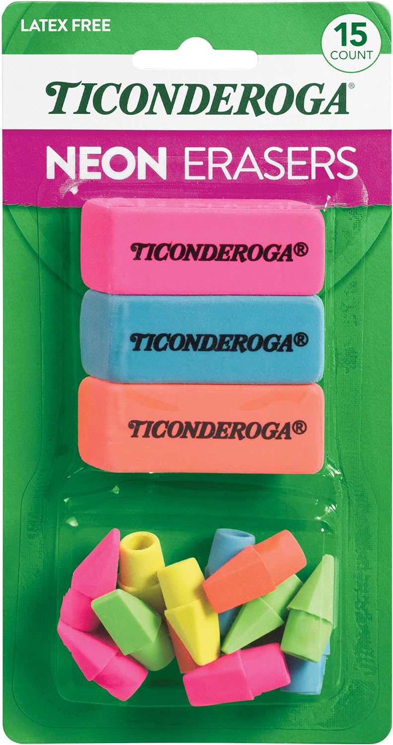 Ticonderoga Wedge Erasers, Pink, 3 Count