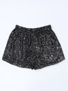 Black Sequin Straight Leg High Waist Casual Shorts