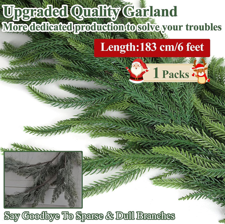 12FT (2 * 6FT) Christmas Norfolk Pine Garland