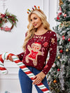 Gingerbread Round Neck Long Sleeve Sweater - Cocoa Yacht Club