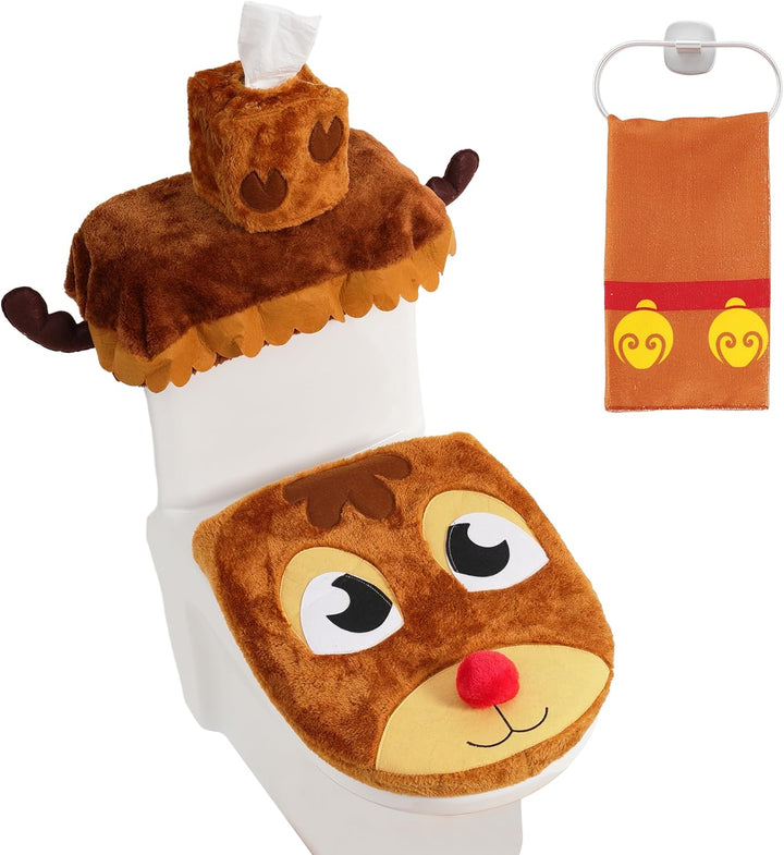 5 Pieces Christmas Theme Bathroom Decoration